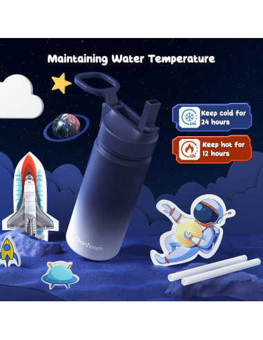 Botella de Agua Gonfoam para Niños 500ml con Pajilla y Stickers