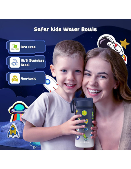 Botella de Agua Gonfoam para Niños 500ml con Pajilla y Stickers