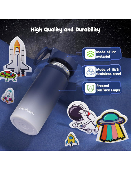 Botella de Agua Gonfoam para Niños 500ml con Pajilla y Stickers