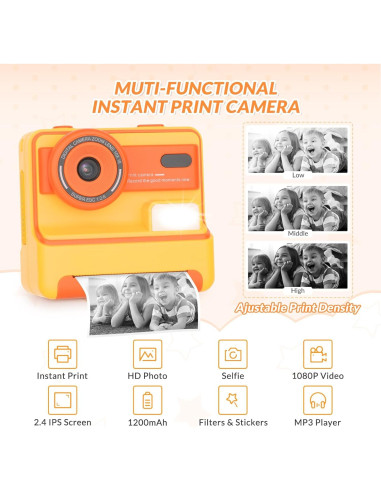 Cámara Instantánea Mafiti D101 para Niños 48MP 1080P Naranja