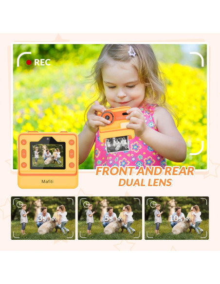 Cámara Instantánea Mafiti D101 para Niños 48MP 1080P Naranja