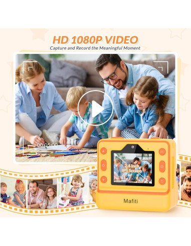 Cámara Instantánea Mafiti D101 para Niños 48MP 1080P Naranja