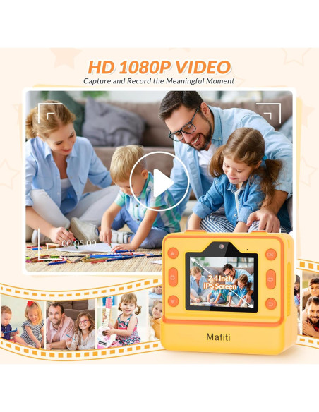 Cámara Instantánea Mafiti D101 para Niños 48MP 1080P Naranja