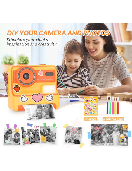Cámara Instantánea Mafiti D101 para Niños 48MP 1080P Naranja