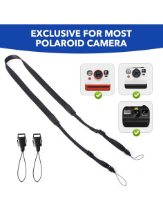 Correa de cámara Polaroid negra ligera con hebillas ajustables 2