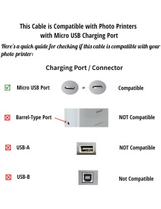 Cable de carga USB Ienza para impresoras de fotos portátiles 2