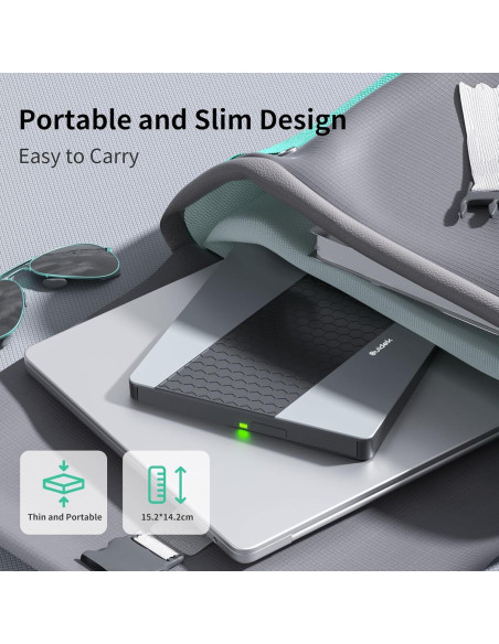 Unidad CD/DVD Externa SUIDEK USB 3.0 8 en 1 para Laptop