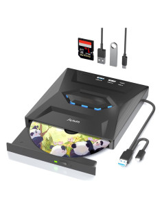 Unidad Externa de CD/DVD Alxum USB 3.0 Portátil 8X Negra