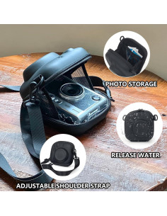 Funda de cámara CAIYOULE para Fujifilm Instax Mini, negra 2