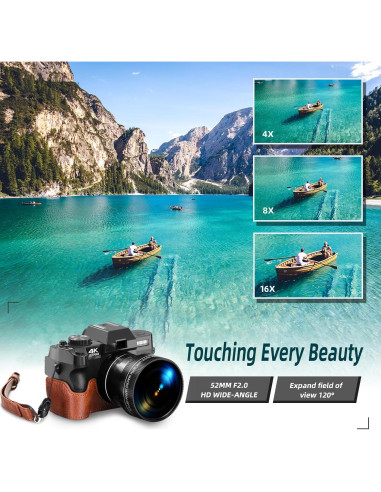 Cámara Digital 4K Monitech S100 48MP con Pantalla 180