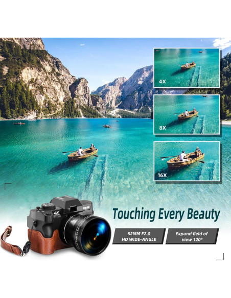 Cámara Digital 4K Monitech S100 48MP con Pantalla 180