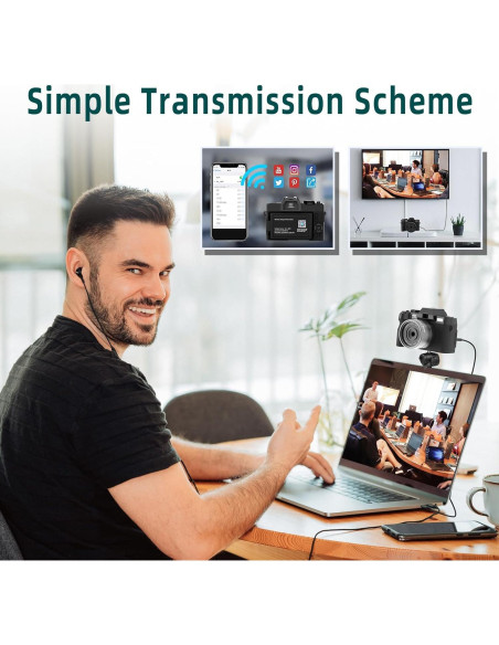 Cámara Digital 4K Monitech S100 48MP con Pantalla 180