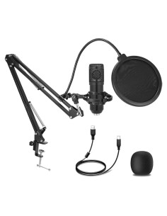 Micrófono USB Condensador Cardioide TOPUPHOE con Brazo Ajustable