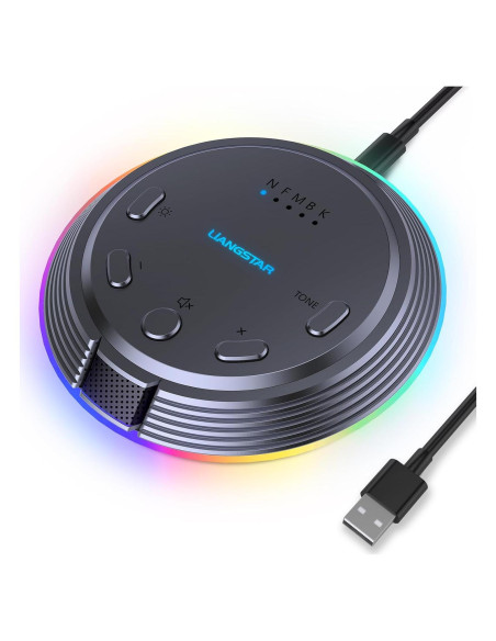 Micrófono USB Gaming LIANGSTAR HK1 con 5 Cambios de Voz y RGB