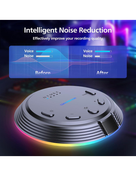 Micrófono USB Gaming LIANGSTAR HK1 con 5 Cambios de Voz y RGB