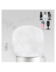 Filtro Pop Muff de Viento Peludo Blanco para Blue Yeti
