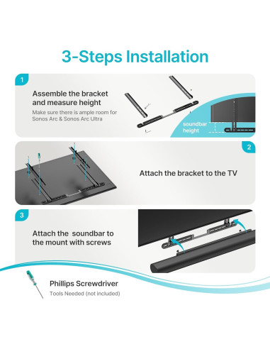 Soporte de TV para Barra de Sonido PEGZONE HWS1006BK Negro