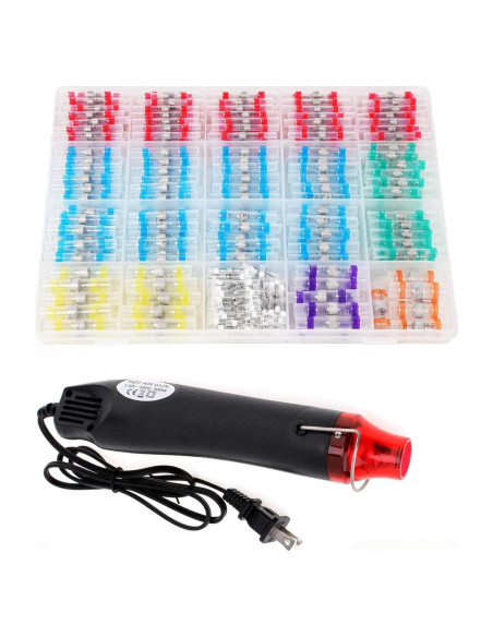 400 Conectores de Cable + Daevkaema + Pistola de Calor