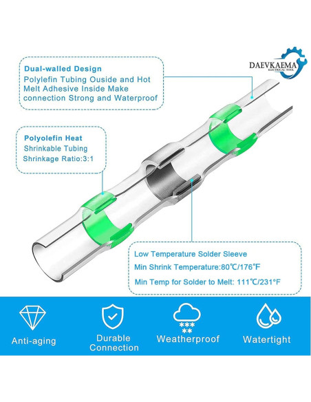 400 Conectores de Cable + Daevkaema + Pistola de Calor
