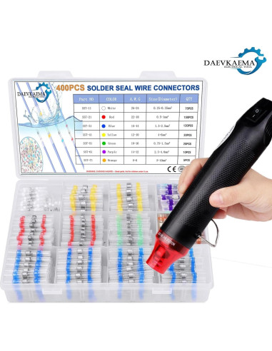 400 Conectores de Cable + Daevkaema + Pistola de Calor