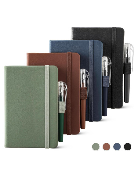 Cuadernos Pequeños NETANY A6 de Cuero - Paquete de 4, 416 Páginas