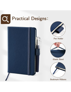 Cuadernos Pequeños NETANY A6 de Cuero - Paquete de 4, 416 Páginas 2