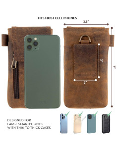 Funda de cuero Moonster para smartphone grande - Marrón 2