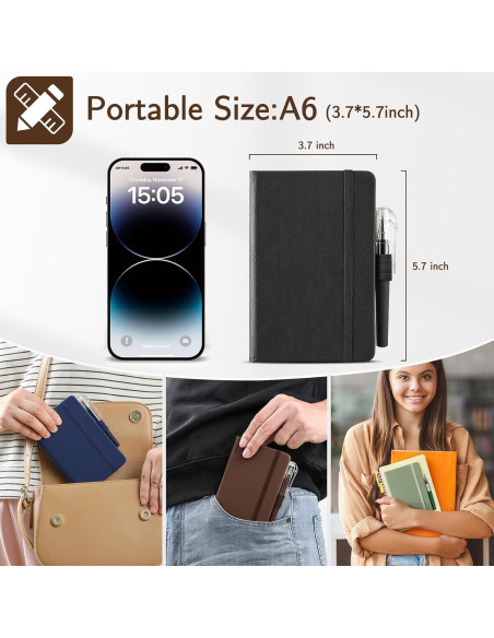 Cuadernos Pequeños NETANY A6 de Cuero - Paquete de 4, 416 Páginas