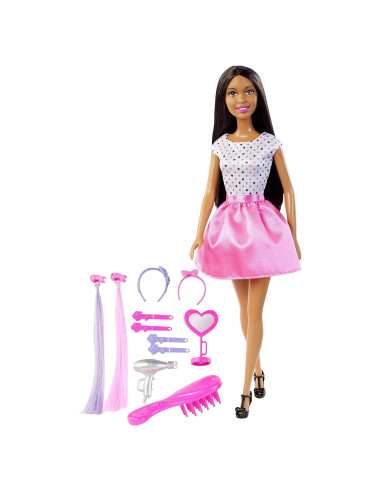 Muñeca Barbie Afroamericana con Accesorios de Peinado