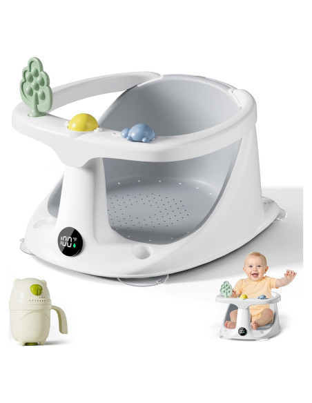 Asiento de Baño para Bebés DZMDIP Gris con Termómetro