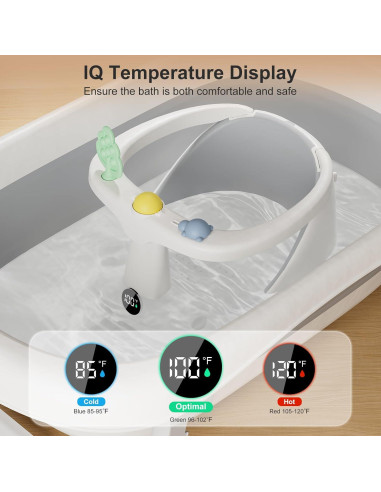 Asiento de Baño para Bebés DZMDIP Gris con Termómetro