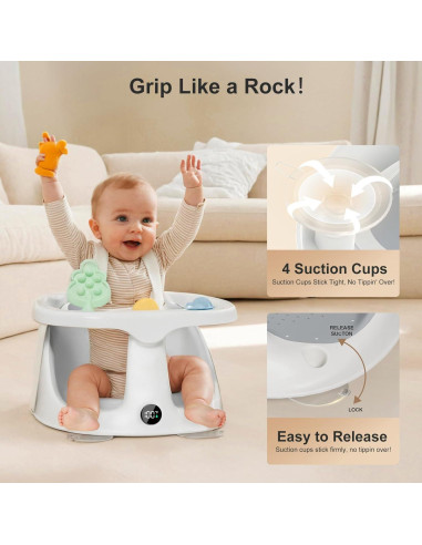 Asiento de Baño para Bebés DZMDIP Gris con Termómetro