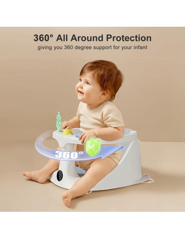 Asiento de Baño para Bebés DZMDIP Gris con Termómetro