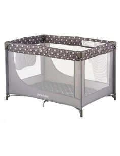 Cuna portátil Pamo Babe gris con colchón y bolsa de transporte