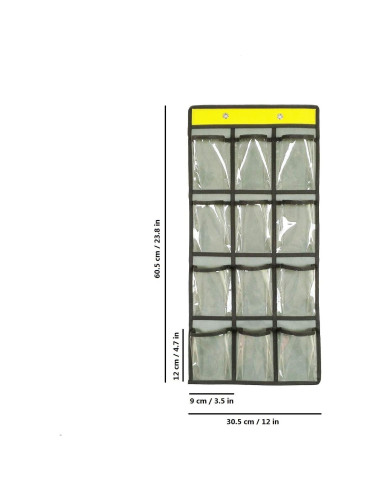 Organizador de Bolsillos Transparentes ANIZER 12 Compartimentos Gris