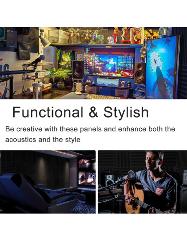 54 Paneles de Espuma Acústica Xinerhao 30.48x30.48 cm Negro