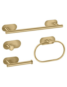 Juego de Accesorios de Baño HOHOWU 4 Piezas Oro Cepillado