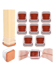 8 Protectores de Suelo Silicona para Patas de Sillas Cuadradas