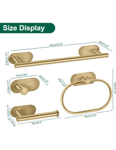 Juego de Accesorios de Baño HOHOWU 4 Piezas Oro Cepillado 2