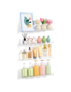 Estantes flotantes de acrílico Mecnmsa - Paquete de 4, 38x11 cm