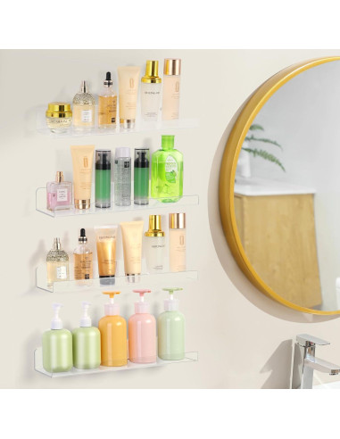 Estantes flotantes de acrílico Mecnmsa - Paquete de 4, 38x11 cm