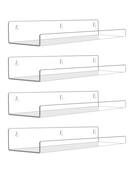 Estantes flotantes de acrílico Mecnmsa - Paquete de 4, 38x11 cm