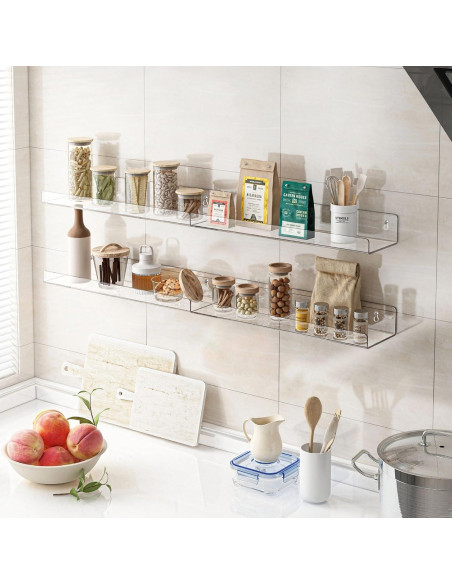 Estantes flotantes de acrílico Mecnmsa - Paquete de 4, 38x11 cm