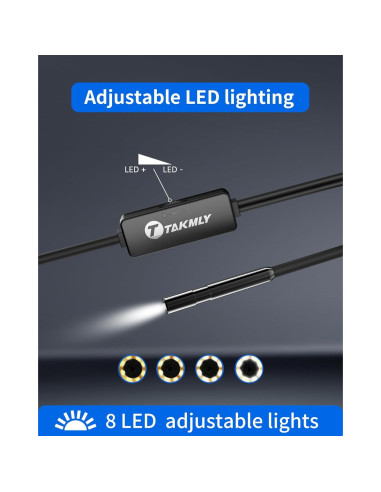Cámara Borescope T TAKMLY 5.5mm HD con Luz y Cable 5m