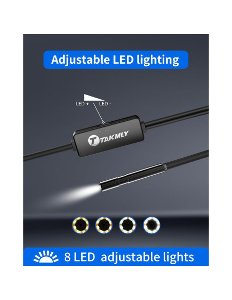 Cámara Borescope T TAKMLY 5.5mm HD con Luz y Cable 5m