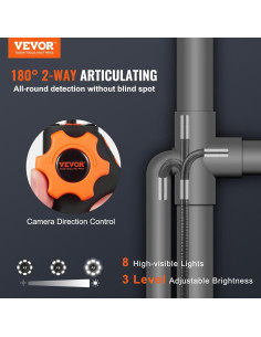 Cámara Borescopio VEVOR Articulada 6.4mm 1080P con Luz 2