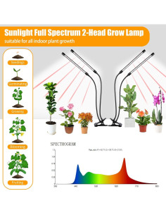 Luz de Crecimiento LED Hywyimlait 2 Cabezas 168 LEDs Espectro Completo 2