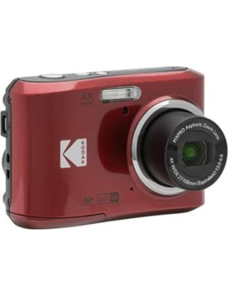 Cámara Digital Kodak PIXPRO FZ45 Rojo + Tarjeta 32GB + Baterías AA