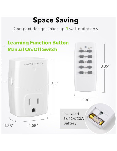 Enchufe Control Remoto BN-LINK 2 Remotos + 5 Enchufes