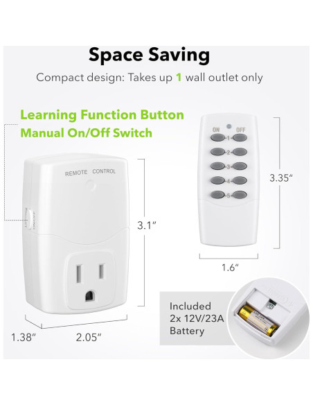 Enchufe Control Remoto BN-LINK 2 Remotos + 5 Enchufes